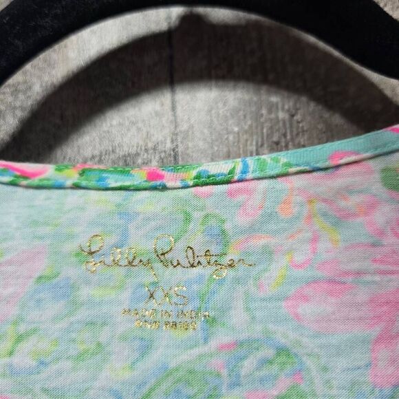 Lilly Pulitzer Jodee Peplum Top So Shellegant Turtle Coastal Pink Green - Picture 4 of 5